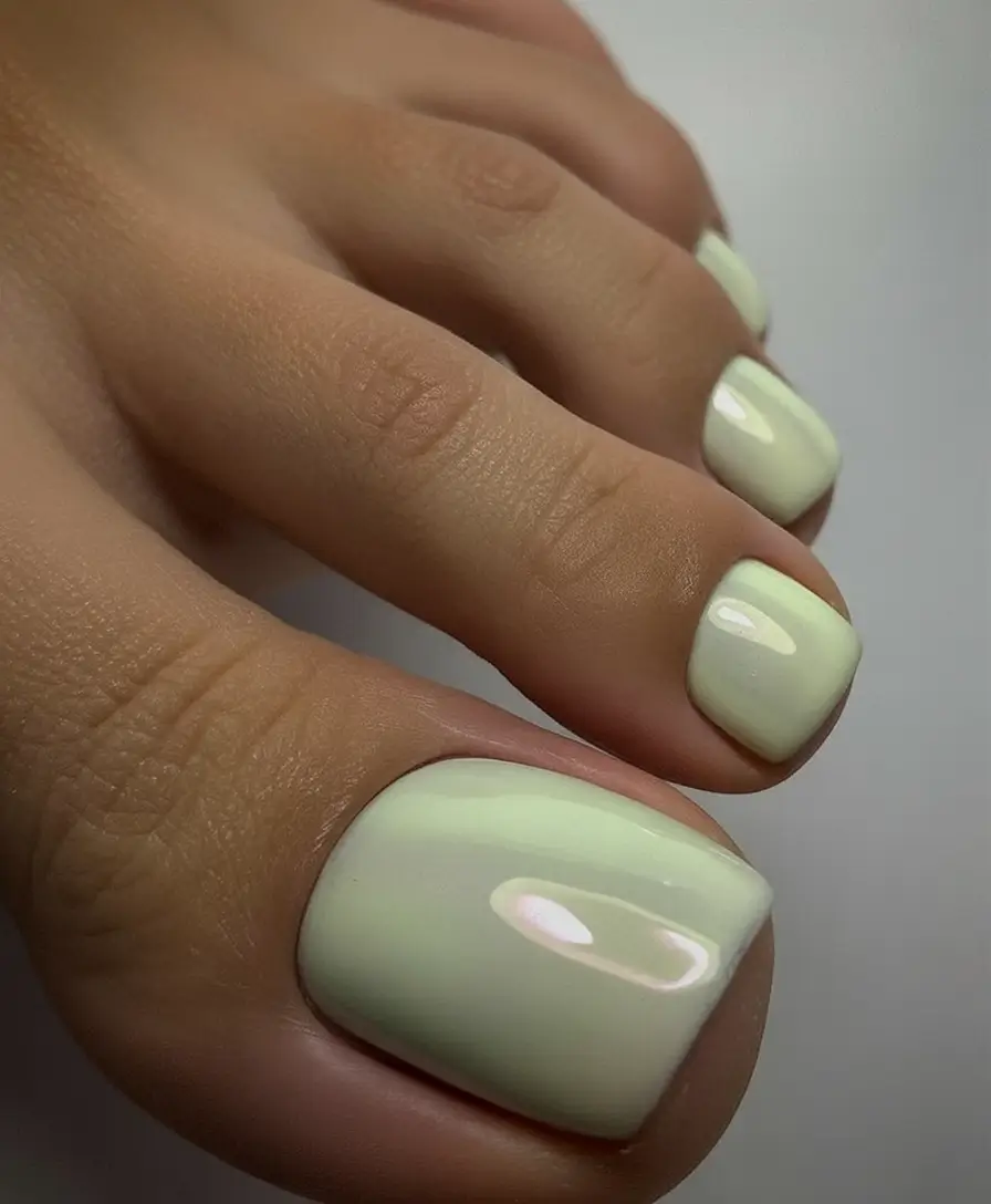 elegant spring toe nails 2026 Pistachio Green Pedicure