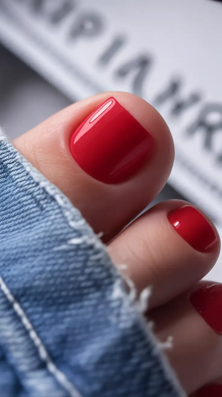 fresh spring toe nail color 2026 Classic Cherry Red Pedicure That Never Leaves Style