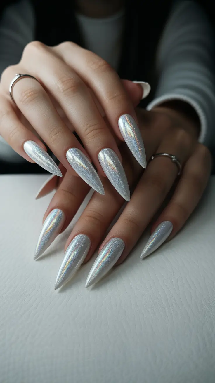 glamorous spring stiletto nails 2026 Royal Blue Hearts Accent