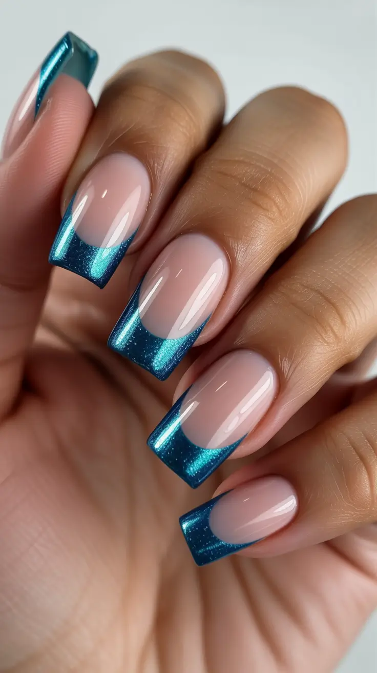 May Nails Ideas 2026 Ocean Chrome French for Late Spring Escapes