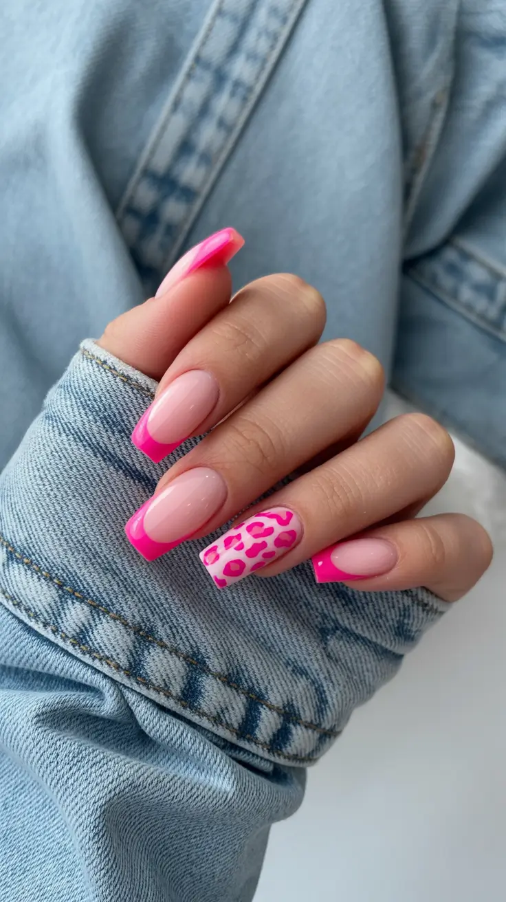 May Nails Ideas 2026 Hot Pink Leopard Energy for Statement Weekends
