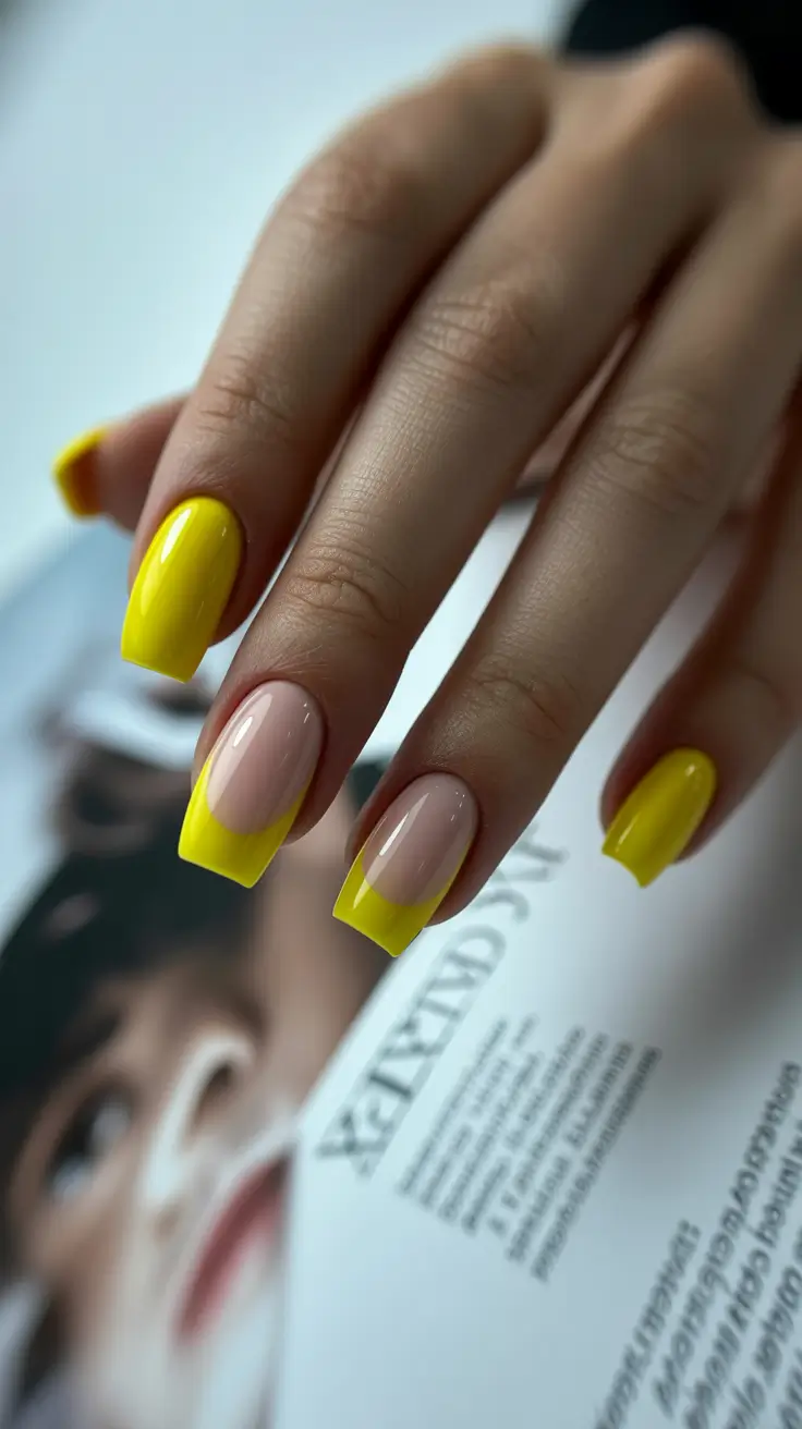 modern spring nails for pale skin 2026 Sunlit Lemon French for Fresh Energy
