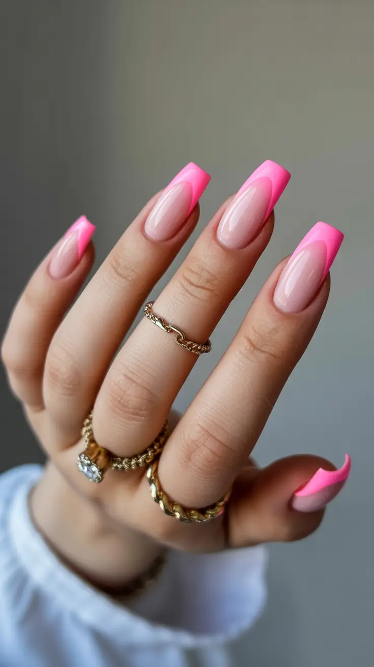 modern spring nails for tan skin 2026 Bubble Pink Soft Ombre Tips