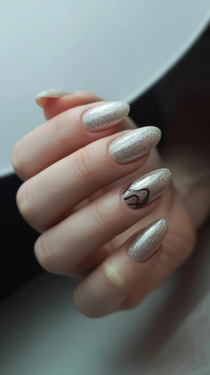 modern spring nails for tan skin 2026 Champagne Micro-Shimmer Elegance