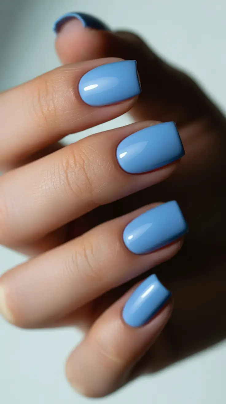 modern spring nails square inspo 2026 Glossy Baby Blue Minimalism