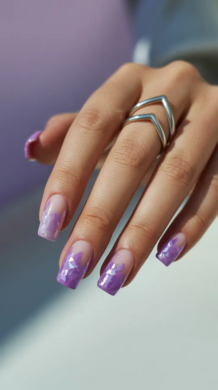 modern spring nails square inspo 2026 Soft Purple Faceted Glow for Fresh Spring Energy