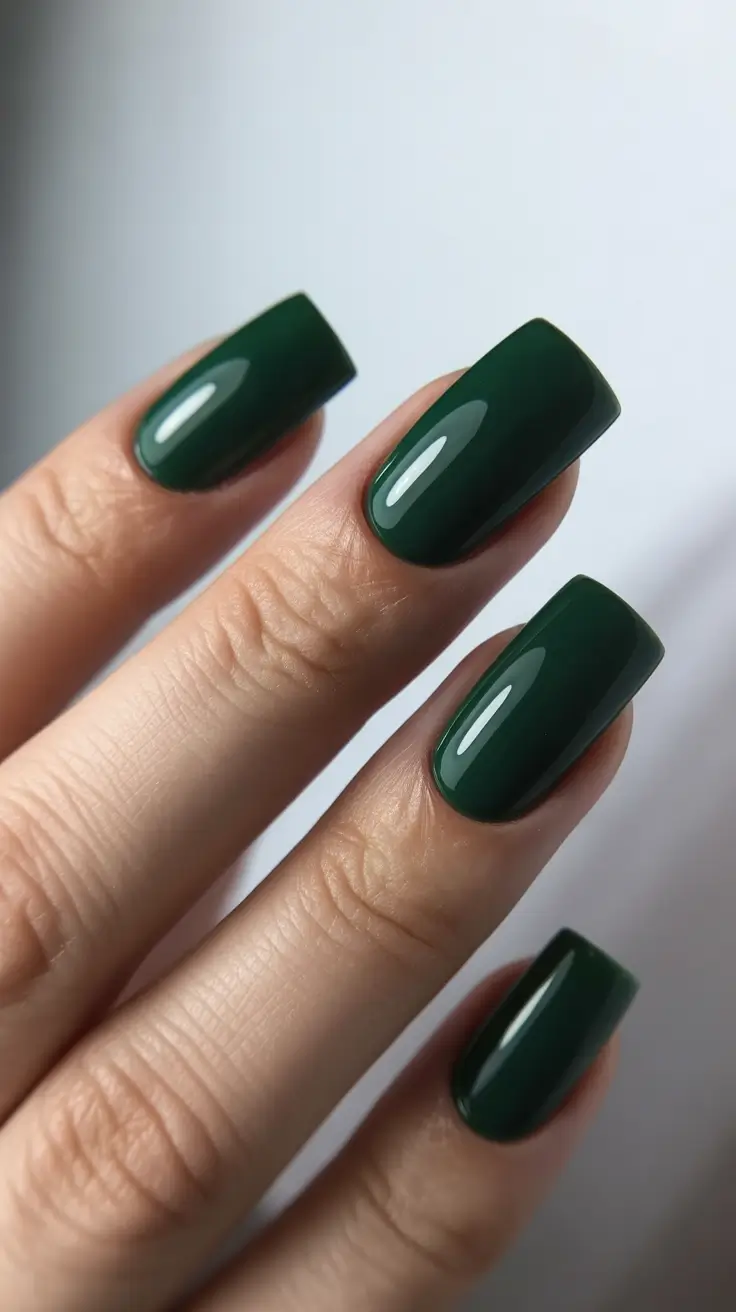 modern spring nails square inspo 2026 Deep Emerald Gloss for Bold Spring Evenings
