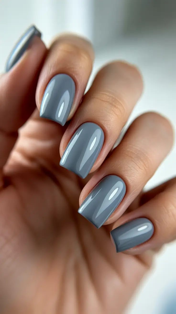 modern spring nails square inspo 2026 Cool-Toned Grey Chic