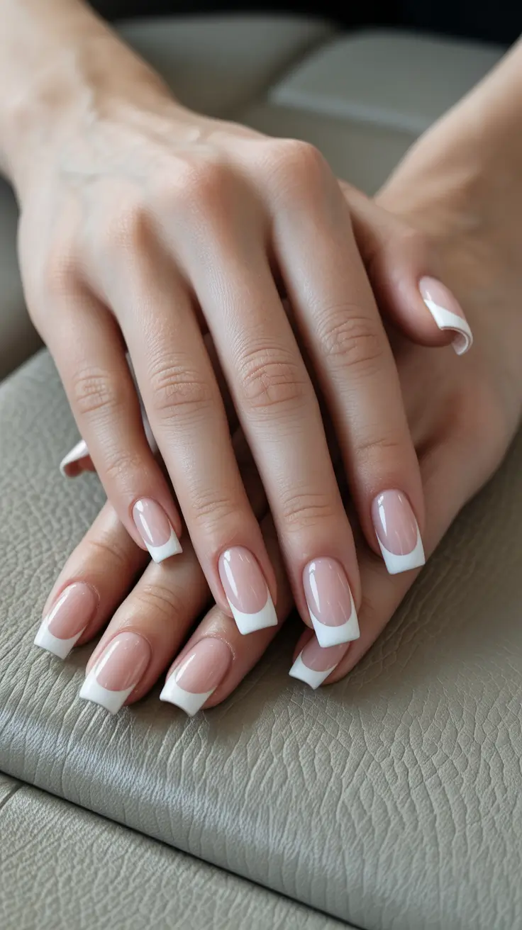 simple spring french tip nails 2026 classic white tips