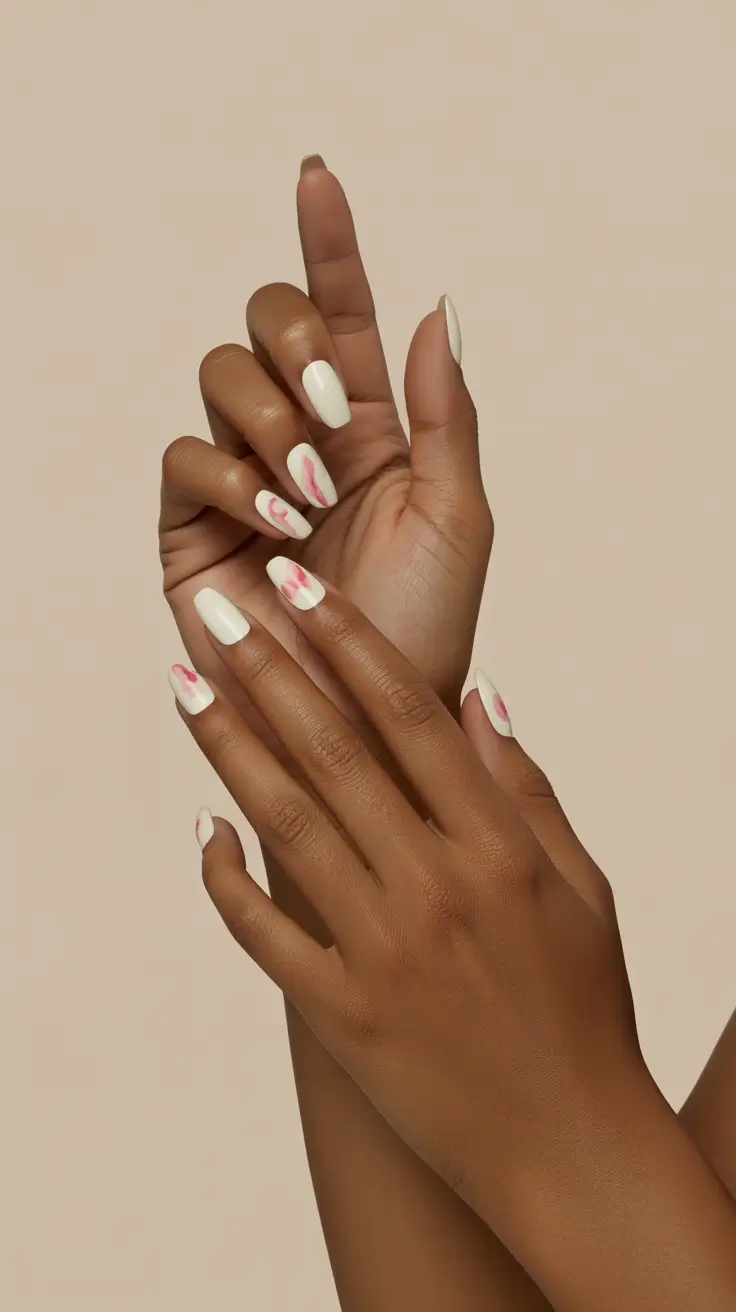 stylish spring nails for dark skin 2026 Milky White Florals That Feel Sweetly Trendy