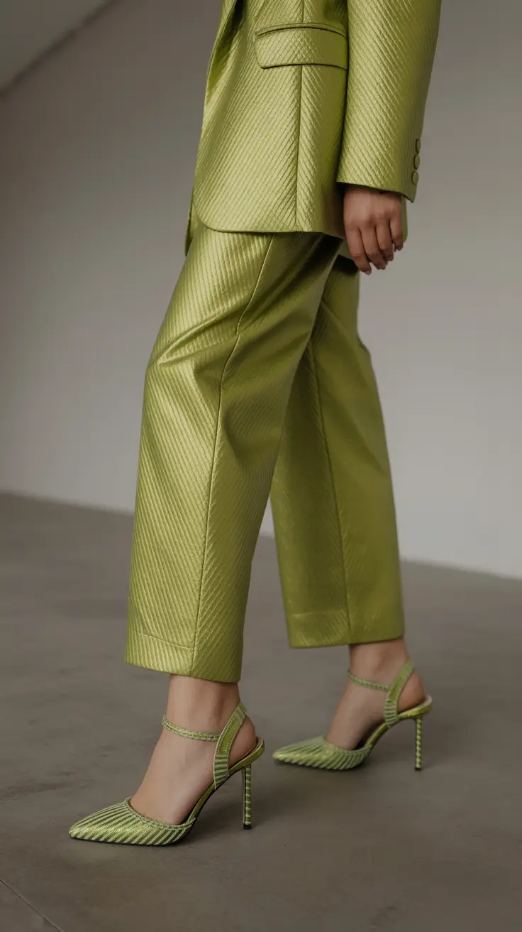 summer outfits with heels for women 2026 Monochrome Green Suiting That Feels Bold Modern and Unexpected