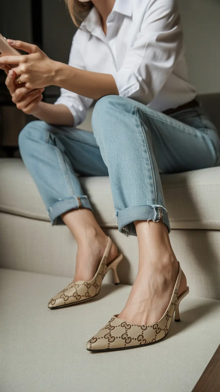 summer outfits with heels for women 2026 Relaxed Denim and Designer Slingbacks That Redefine Everyday Ease