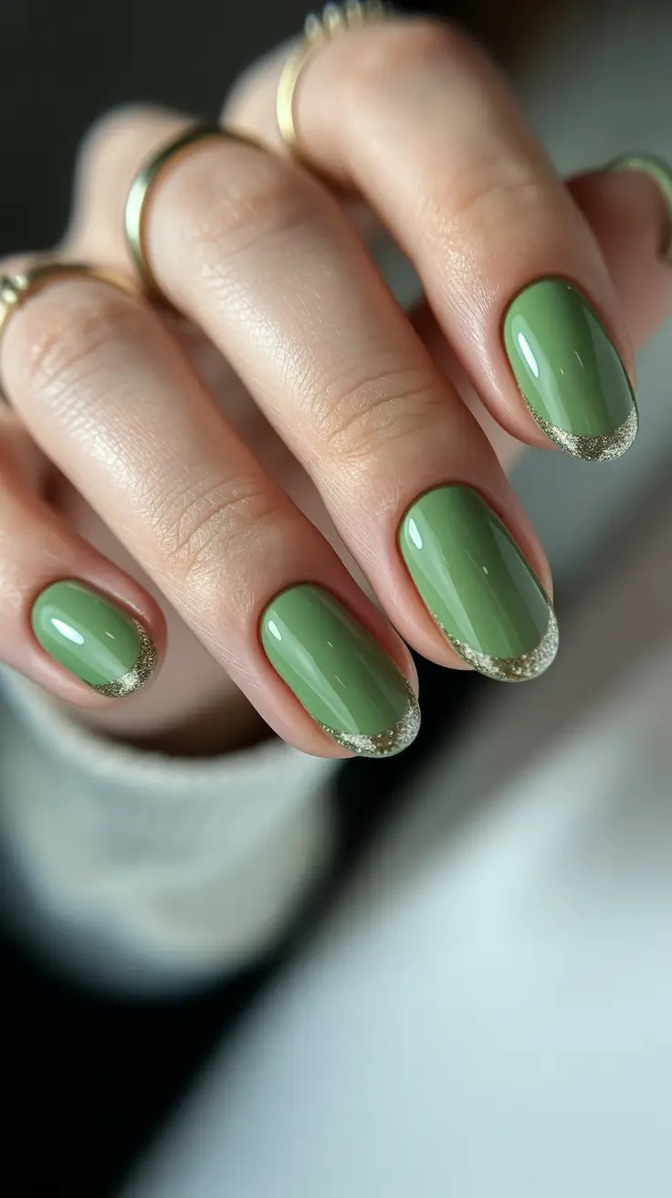 trendy spring nails acrylic 2026 Sage Green French Tips for Modern Spring Nails