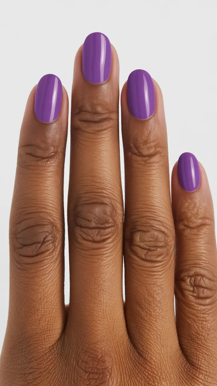 trendy spring nails for brown skin 2026 Bright Orchid Short Nails for Playful Contemporary Pop