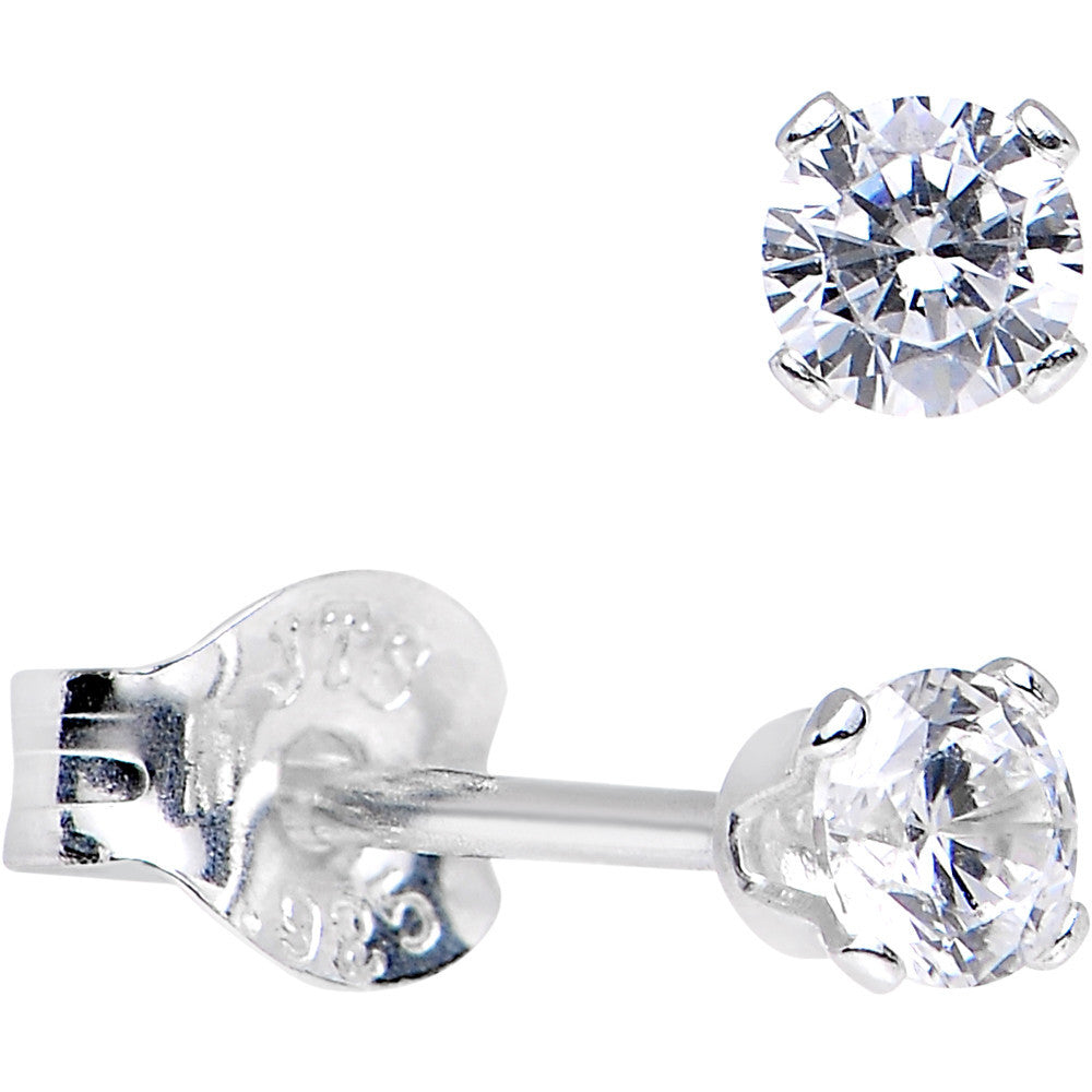 Body Candy 925 Sterling Silver CZ Round Stud Earrings