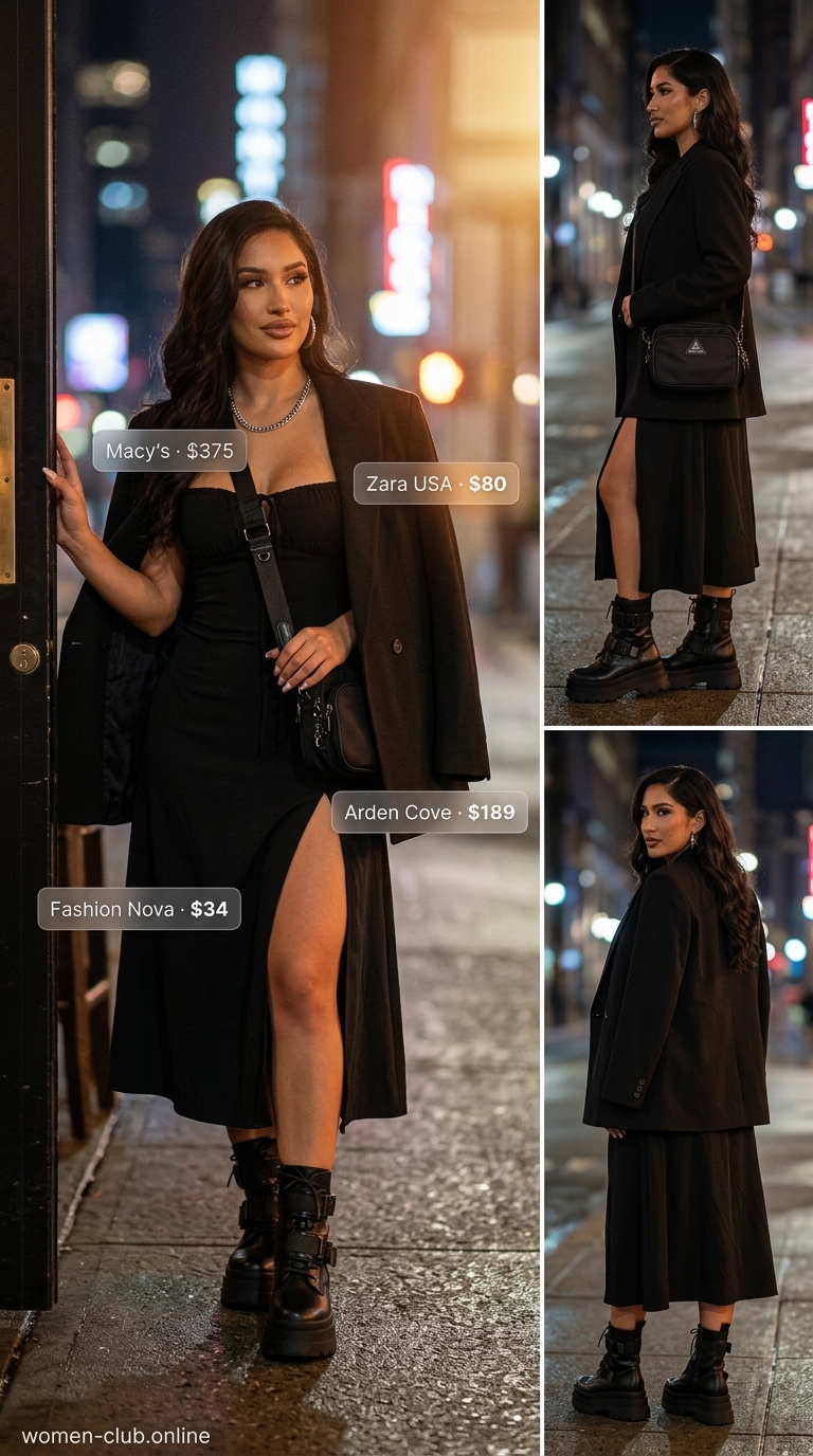 Oversized black blazer for dressy pant outfits summer for women 2026. Edgy night out.