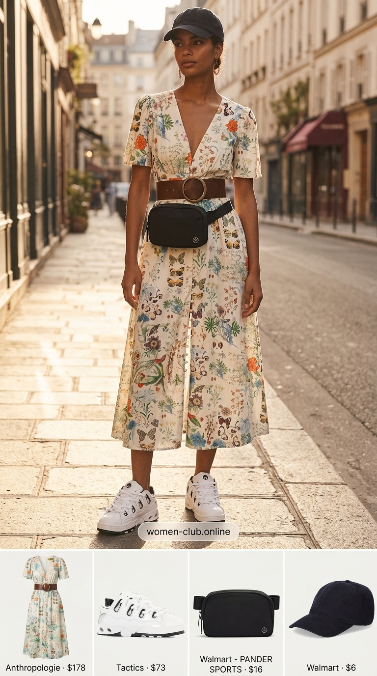 Khaki dressy pant outfits summer for women 2026 with dad sneakers and baseball cap.