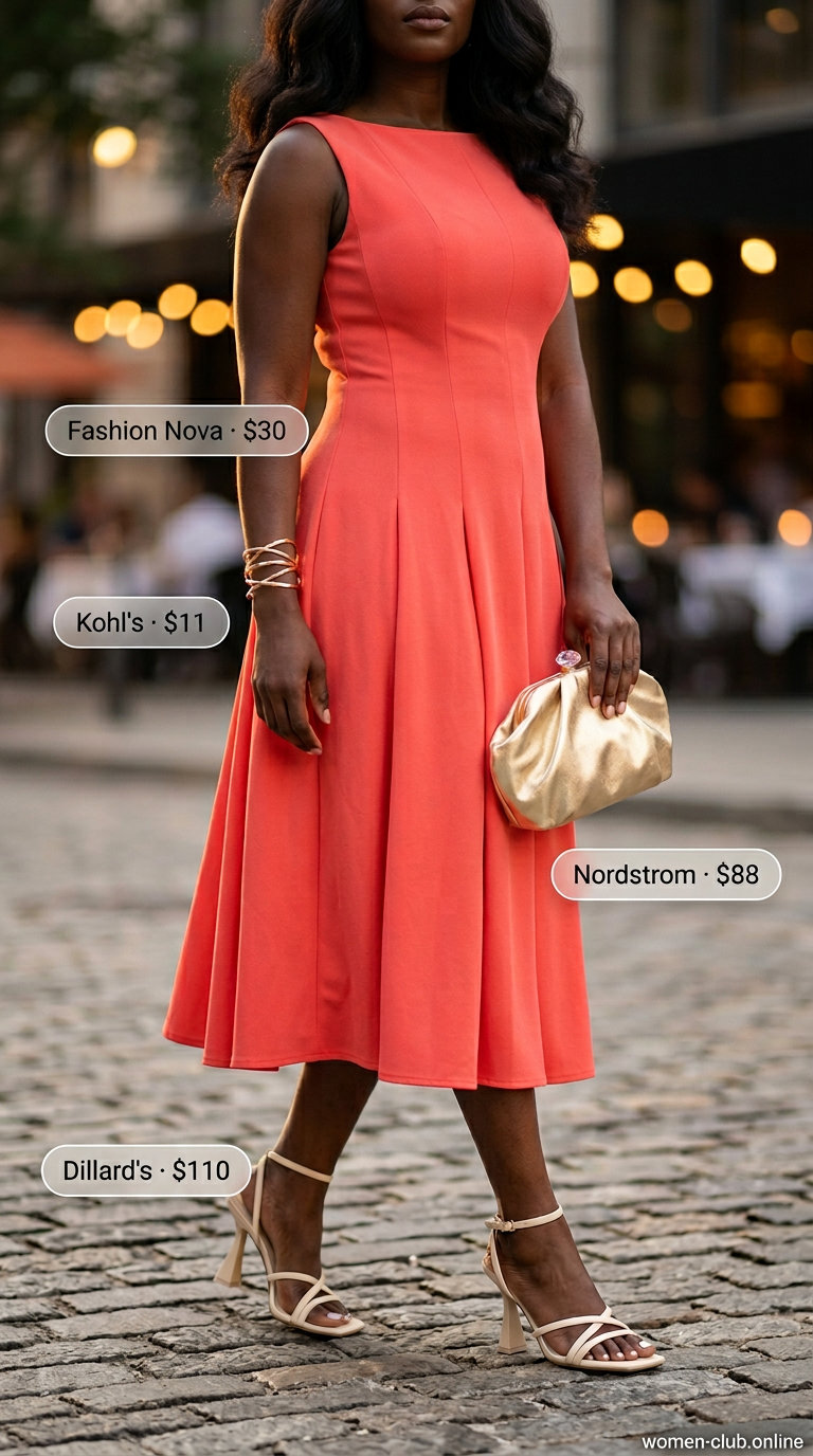 Coral and gold dressy pant outfits summer for women 2026. Sophisticated for dinner dates.