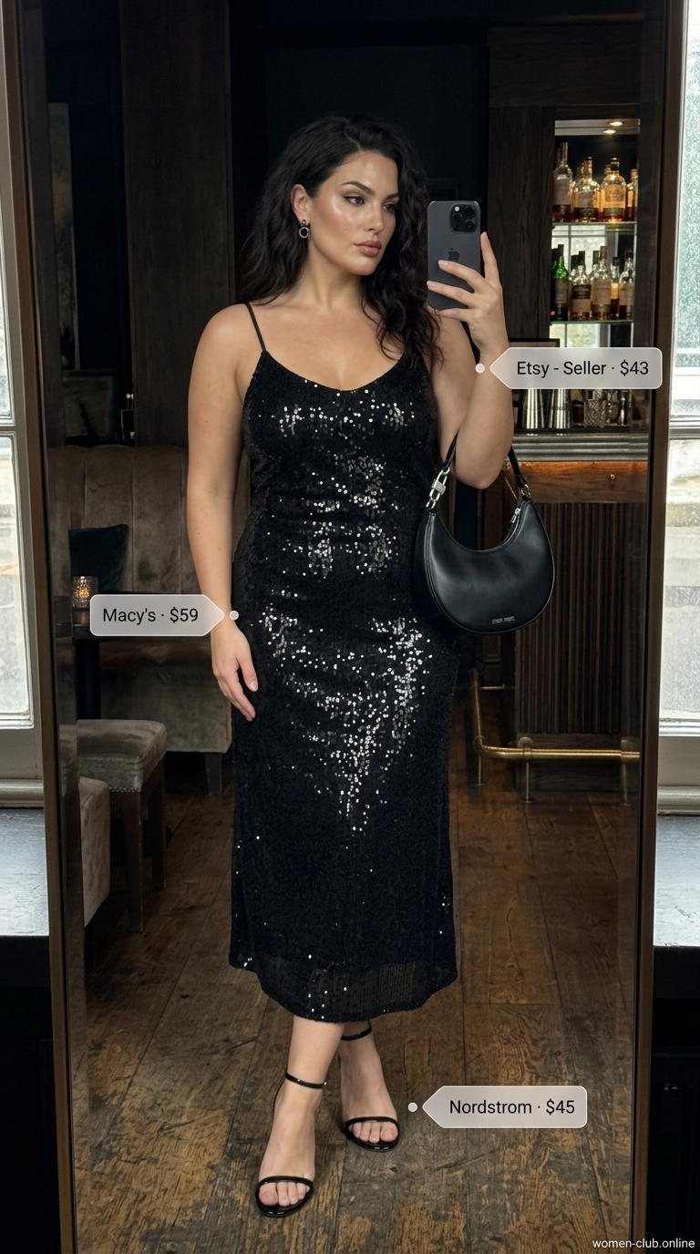 Summer party hot outfit for women 2026: Black cut-out midi dress, strappy heels for an edgy evening soirée.