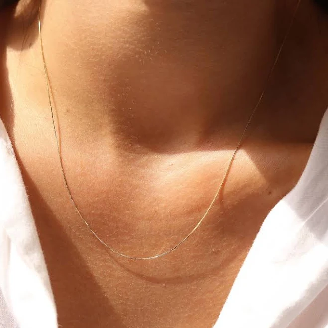 accessory 14K Gold Minimalist Box Chain Necklace Etsy - DesignGoldJewelry $136.75