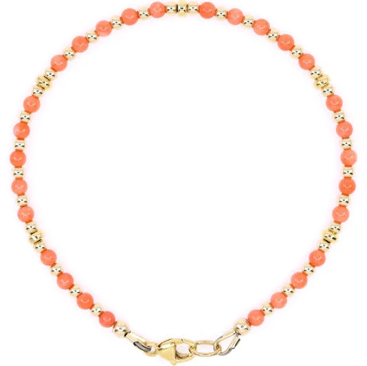 accessory 14K Gold or Sterling Silver Coral Beaded Bracelet Etsy - JenHerrmannJewelry $148