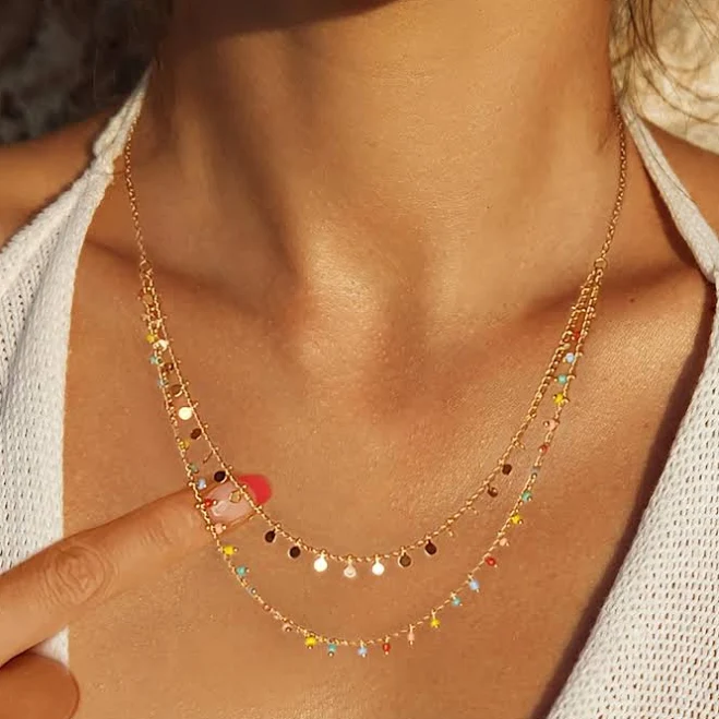 accessory 18K Gold Beaded Layered Necklace Etsy - Seller $21.5