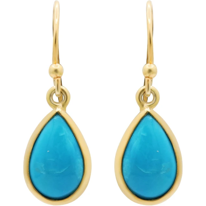 accessory 18K Gold Pear Cut Turquoise Drop Earrings Etsy - Memoriajewels $205.58