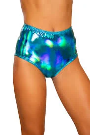 shorts 3704 - Blue Iridescent High-Waisted Shorts Lipgloss Costume $28.99
