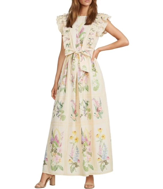 dress A Loves A Floral Print Round Neck Sleeveless Empire Waist Belted Maxi Dress Dillard's $126.63