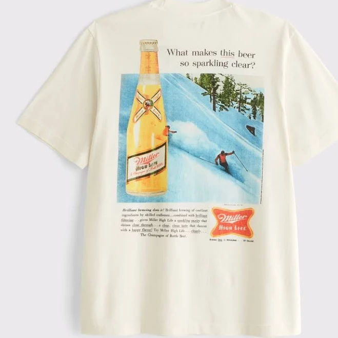 top Abercrombie & Fitch Men's Miller High Life Vintage-Inspired Graphic Tee Abercrombie & Fitch $16.99