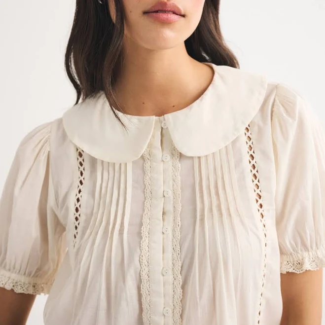 top Abercrombie & Fitch Women's Cotton Puff-Sleeve Blouse Abercrombie & Fitch $75