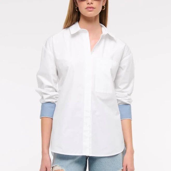 button down shirt Abercrombie & Fitch Women's Oversized Poplin Shirt Abercrombie & Fitch $60
