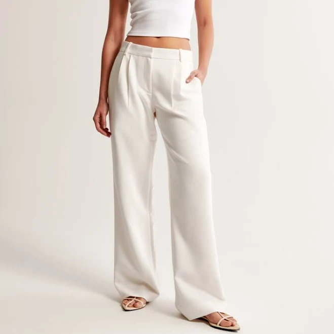 pants Abercrombie & Fitch Women's Sloane Low Rise Tailored Wide Leg Pants Abercrombie & Fitch $24.97
