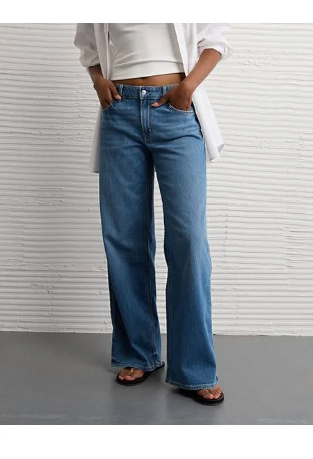 pants AE Dreamy Drape Stretch Low-Rise Baggy Wide-Leg Jeans American Eagle Outfitters $35.97
