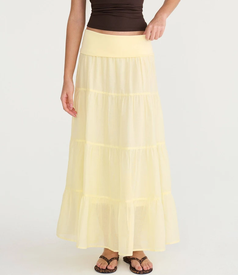 maxi skirt Aeropostale Women's Tiered Fold-Over Maxi Skirt Aeropostale.com $32.97