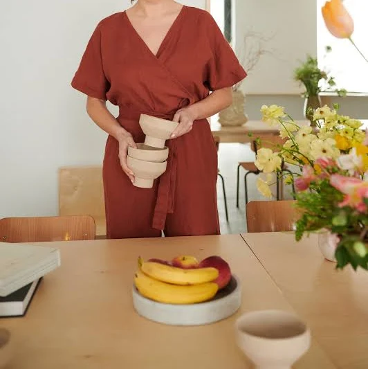 romper Aimee Women's Loose Linen Wrap Jumpsuit Etsy - Linenfox $140.62