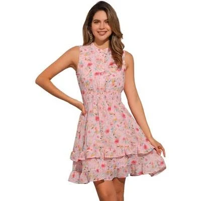 dress Allegra K Women's Floral A-Line Smocked Waist Tiered Ruffle Target $44.99