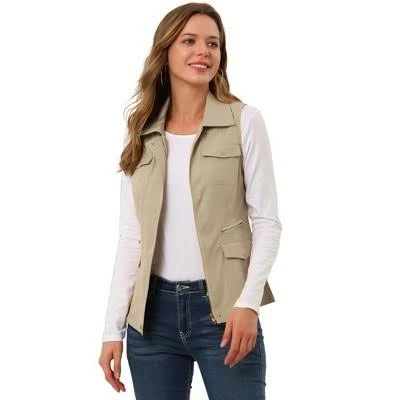 outerwear Allegra K Women's Sleeveless Zip-Up Cargo Vest with Pockets Target $45.99