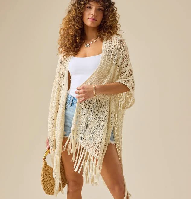 cover up Altar'd State Alessia Crochet Fringe Kimono Altar'd State $68