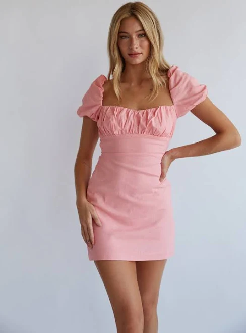 dress American Threads Emma Open Back Puff Sleeve Mini Dress American Threads $79.99