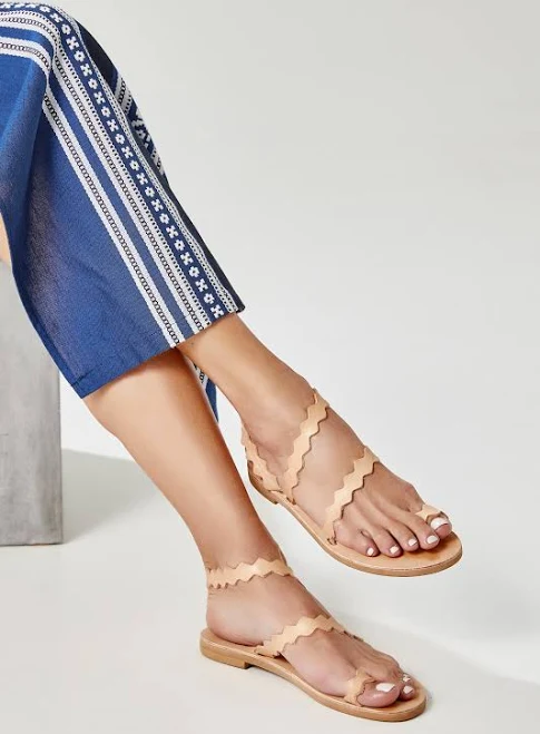 shoes Ancient Greek Leather Flat Strappy Sandals with Toe Loop Etsy - GreekChicHandmades $97.96