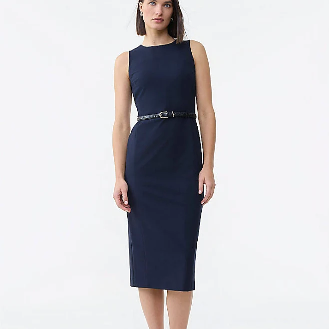 dress Ann Taylor Women's Belted Crew Neck Seasonless Stretch Sheath Dress Ann Taylor $94.5