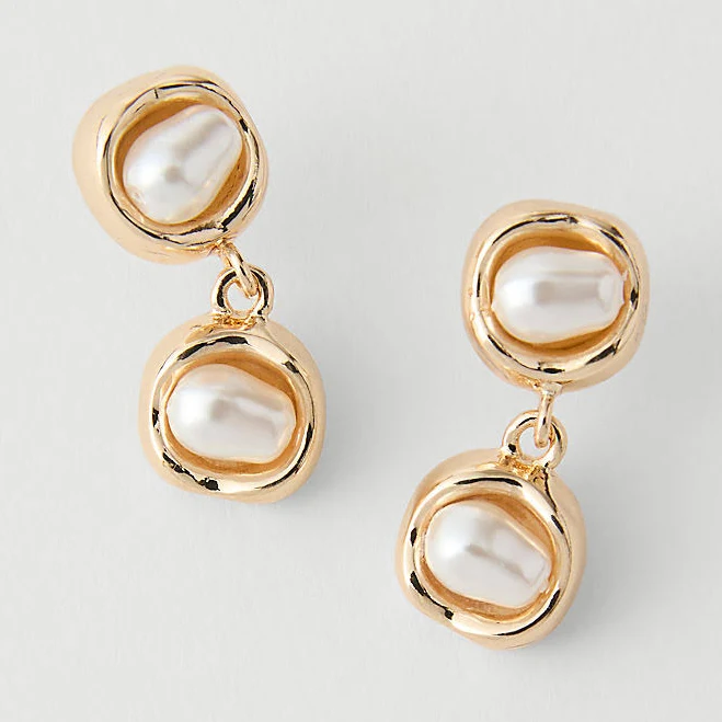 accessory Ann Taylor Women's Double Pearl Drop Earrings Ann Taylor $34.65