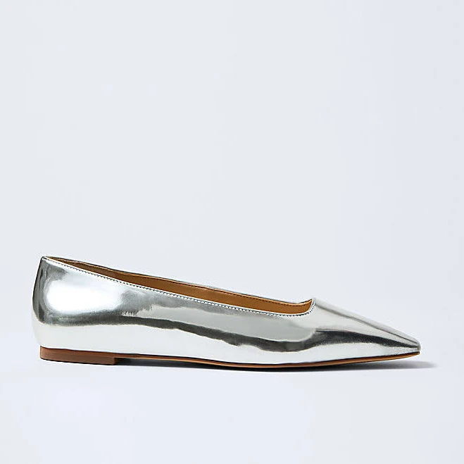 shoes Ann Taylor Women's Metallic Leather Flats Ann Taylor $52.49
