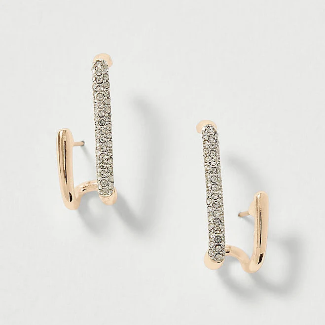 accessory Ann Taylor Women's Pavé Double Loop Drop Earrings Ann Taylor $27.25