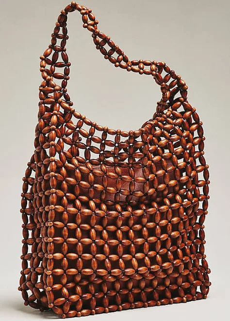 bag Anthropologie Slouchy Wood Beaded Tote Anthropologie $108