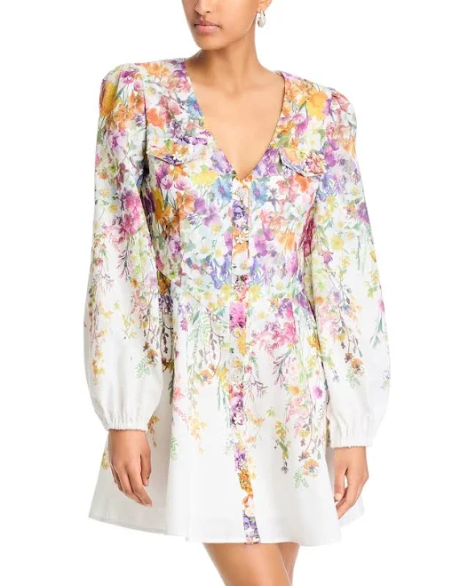 dress Aqua Women's Floral Print Mini Dress - Exclusive - Multi - Size XL - White Multi Bloomingdale's $118