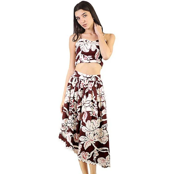 matching set artyska Women's Floral Print Smocked Crop Top and Knee Length Skirt Kohl's $43.99
