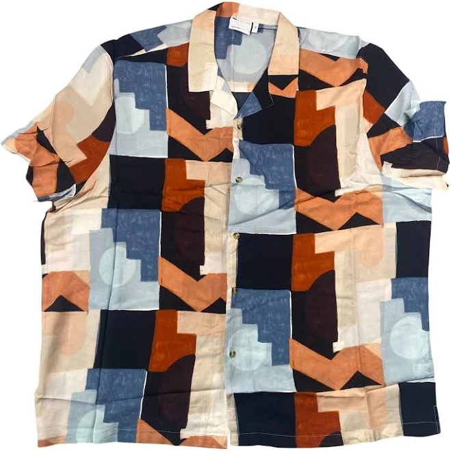 top Asos Design 3xl Shirt Boxy Geometric Print Button Down Blouse Short eBay - paragonmerch $19.95