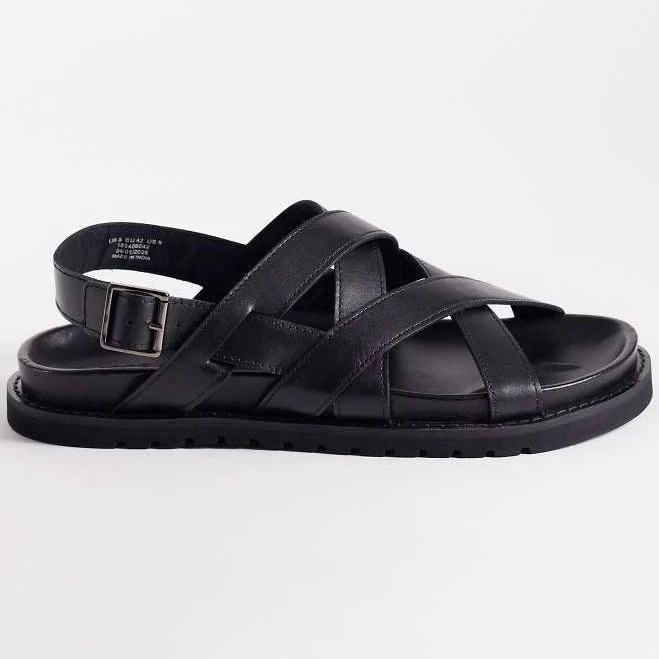 shoes ASOS Leather Cross Over Strap Sandals with Buckle Detailing ASOS $48.74